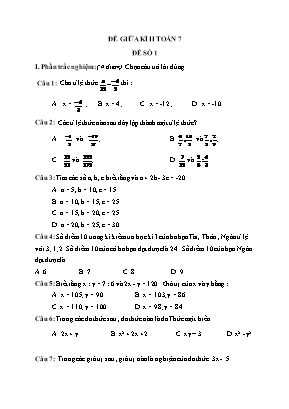 2 Đề giữa kì II môn Toán 7